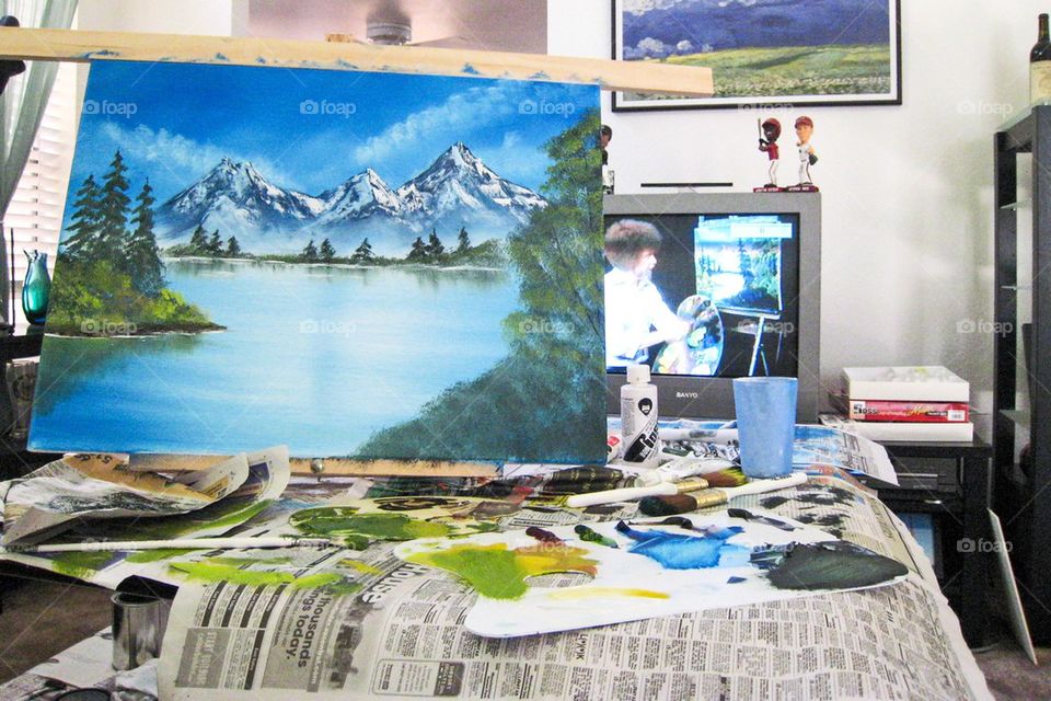 Painting along with bob Ross