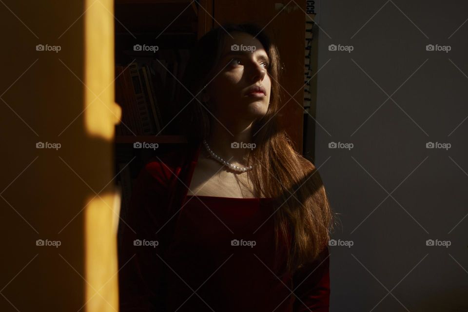 Beautiful girl with pearl necklace 