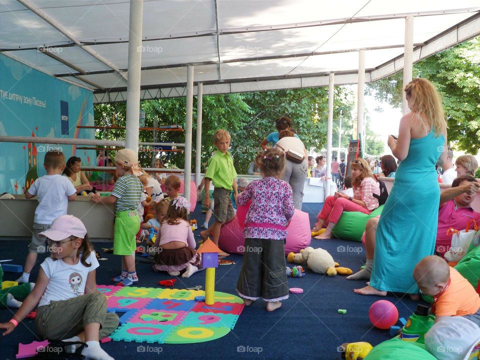 children play in the play area