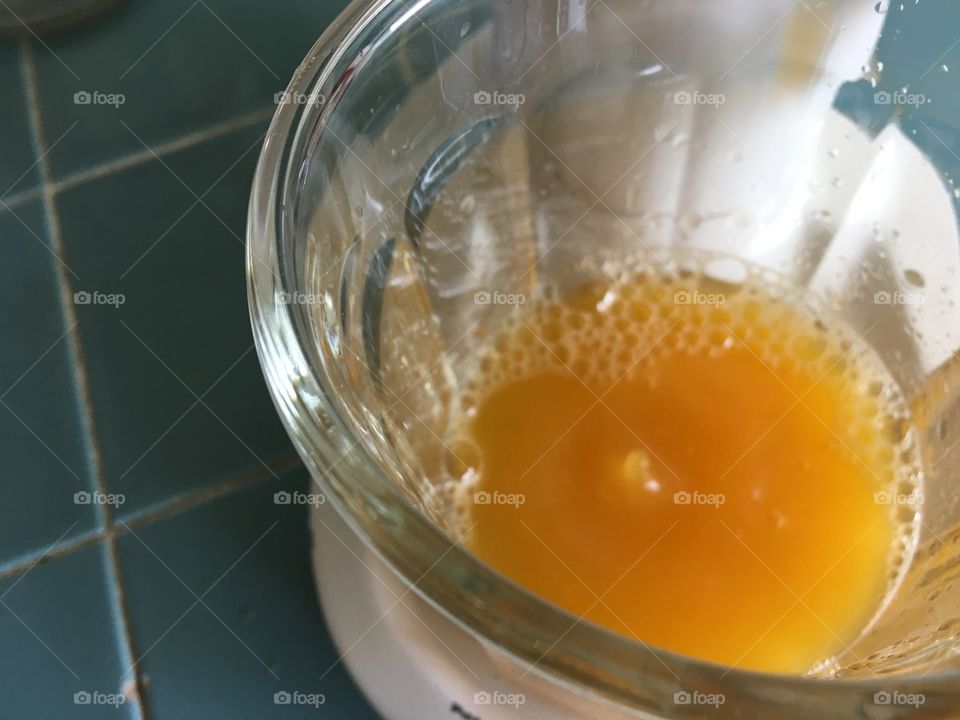 Bubbles in fresh squeezed juice