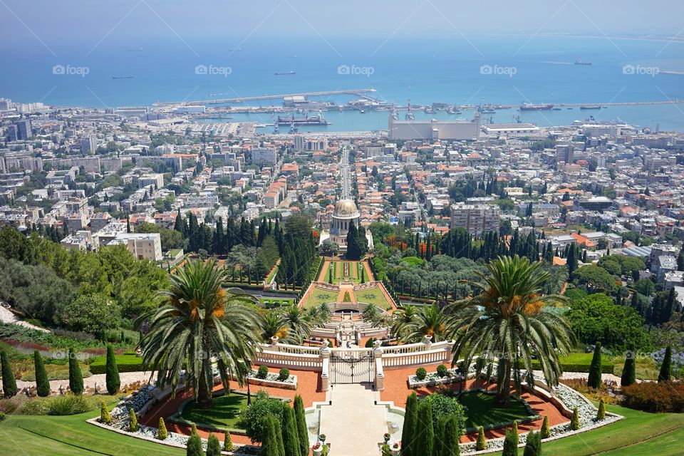 city of Haifa in Israel, as seen from Baha'i garden