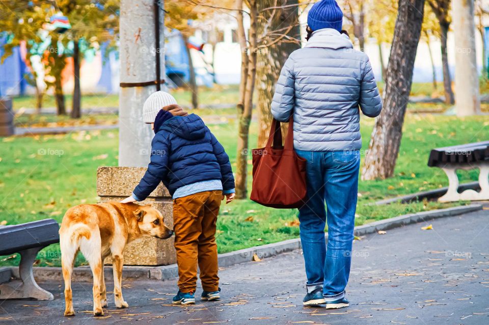 People walking with dog