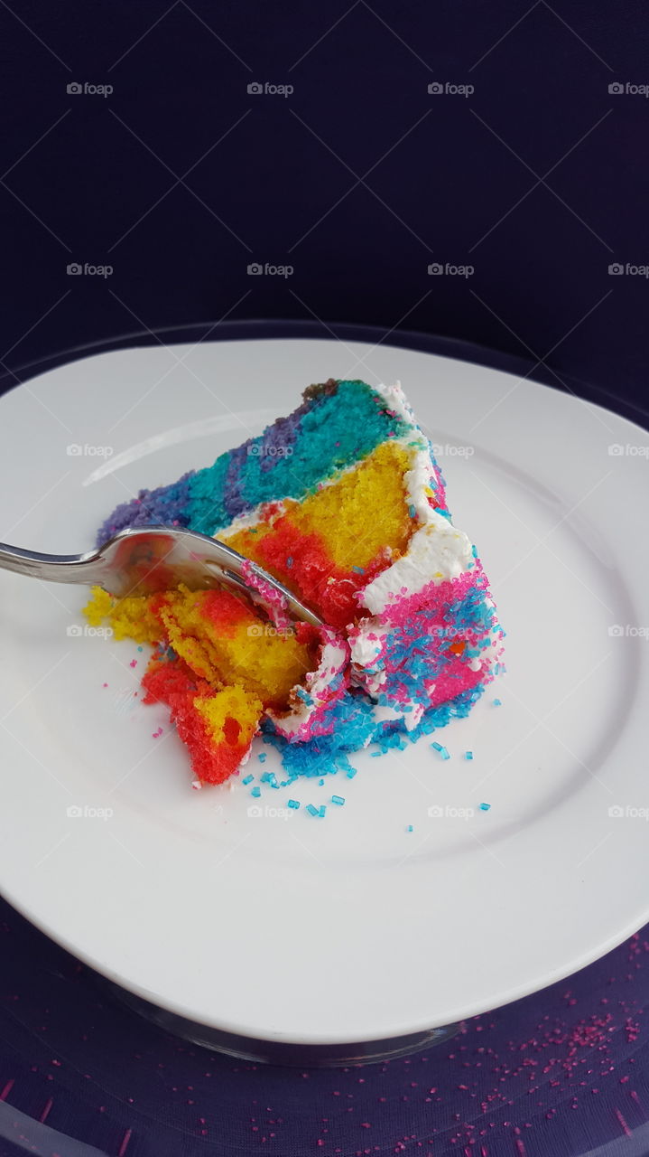 Eating Rainbow Cake