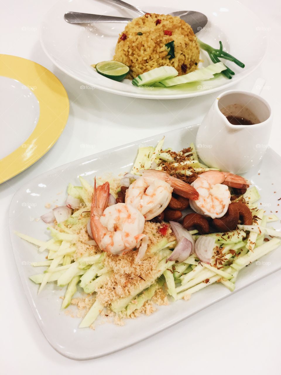 High angle view of seafood in plate