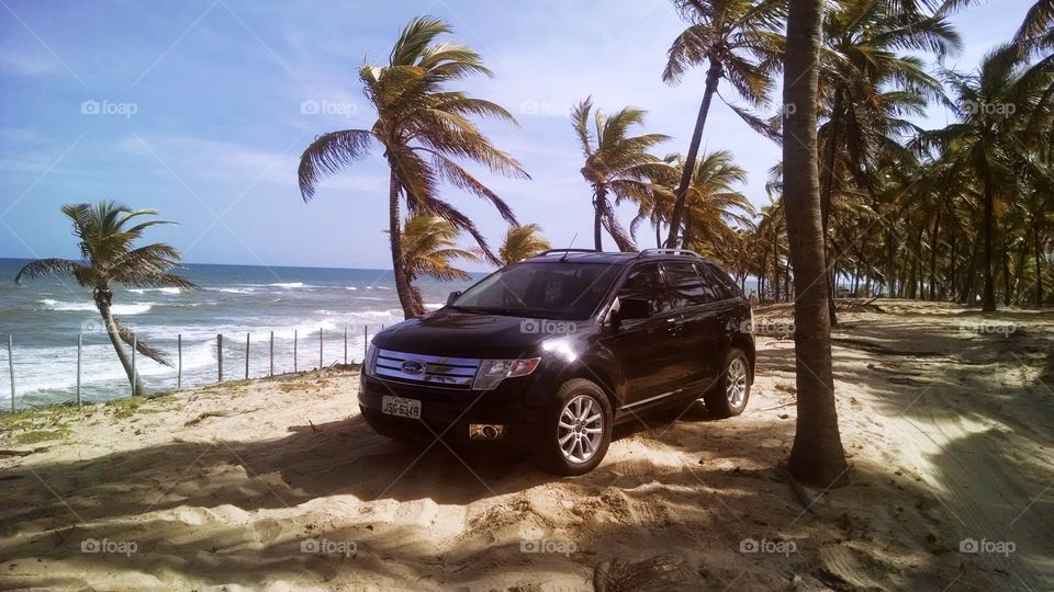 riding a FORD on the dunes in the village of Diogo Bahia Brazil