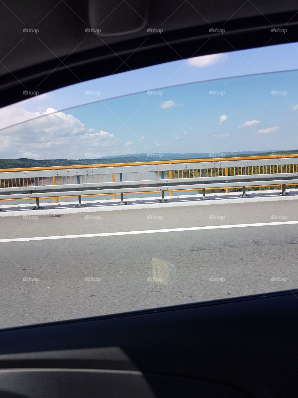 view through the car in motion on river Danube, Serbia