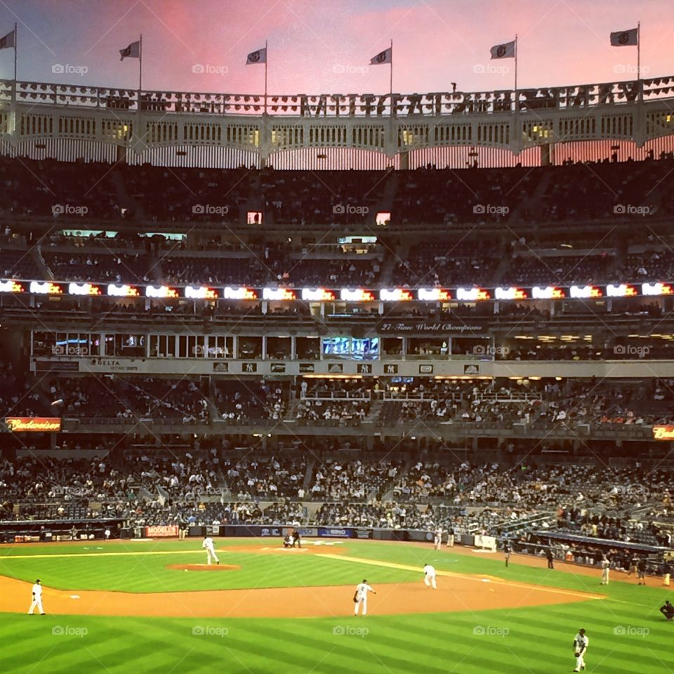 Yankee stadium at sunset 