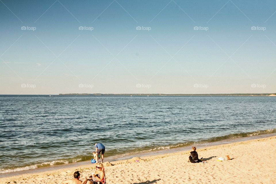 New York Sunken Meadow beach, summer, relaxation, people, swimming, sand, breeze, clear sky, day, warm, water, 