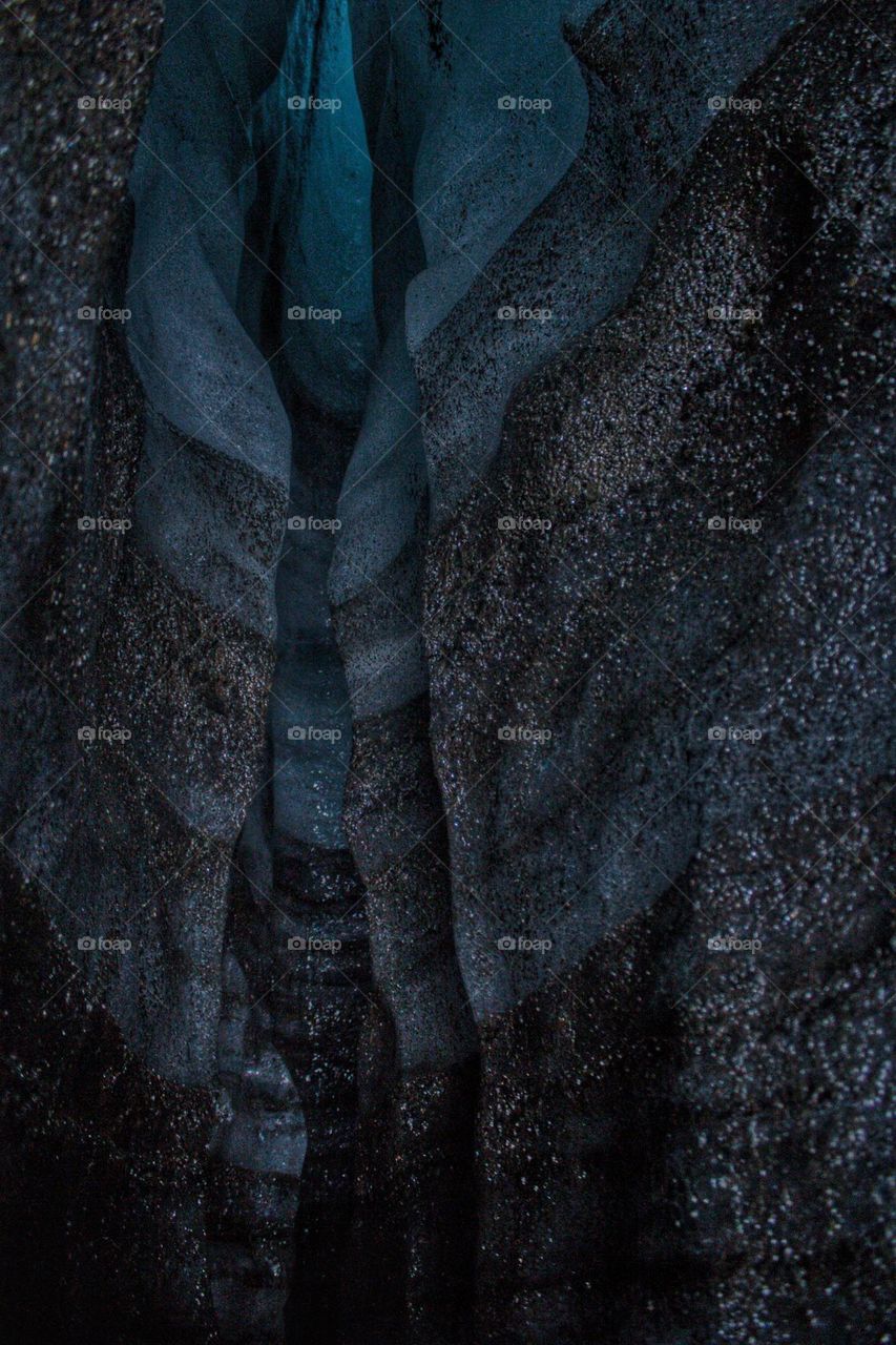 Inside an ice cave in Iceland.