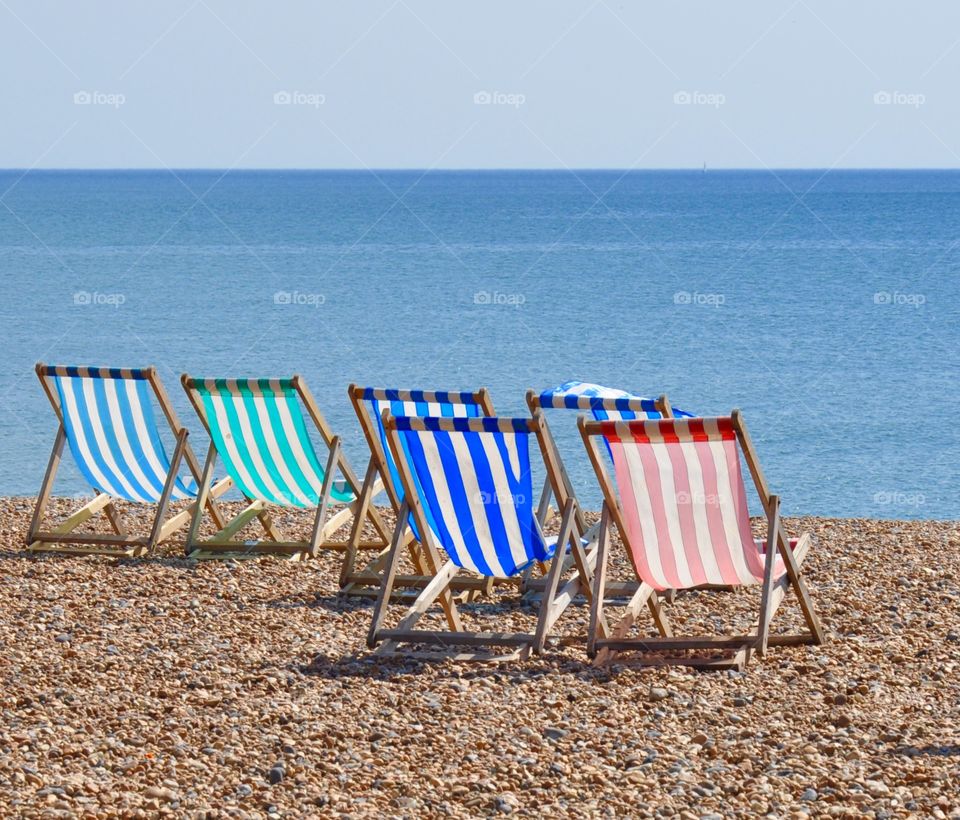 Deck chair on beach