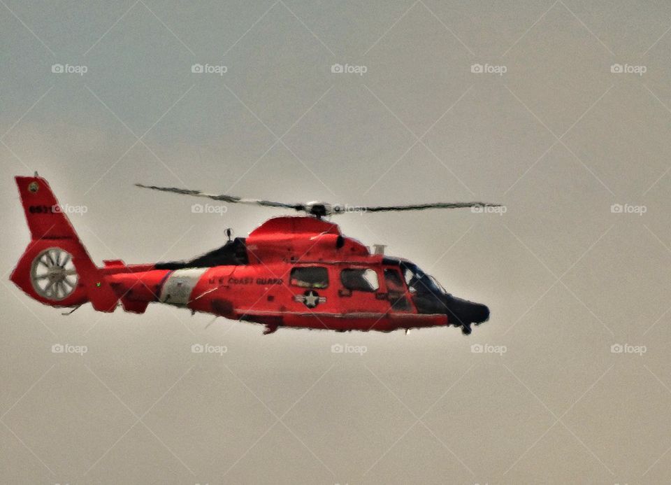 Coast Guard Rescue Helicopter. Eurocopter Dauphin In U.S. Coast Guard Livery
