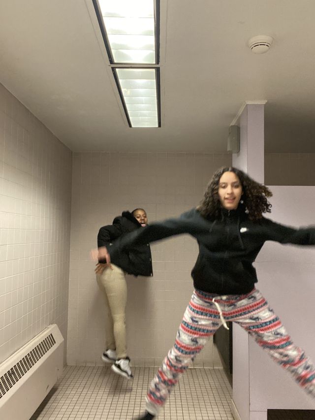 Girls bathroom playing 