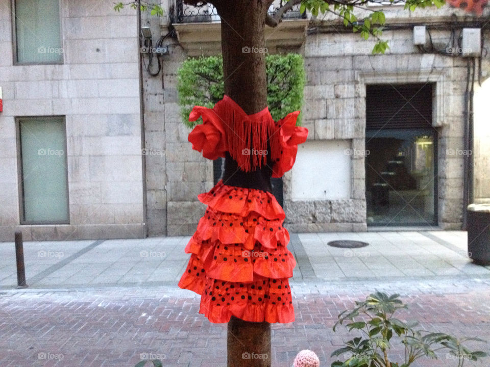 Tree with dress. A street tree dressed with a typical Spanish dress
