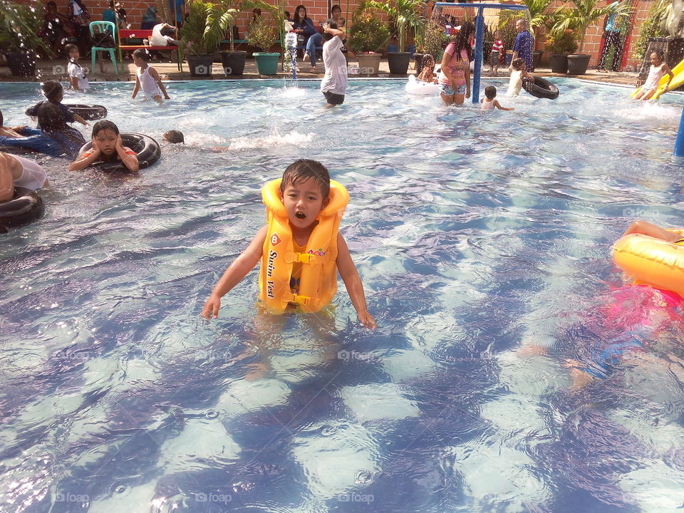 happy children. happy children when vacation in pool
