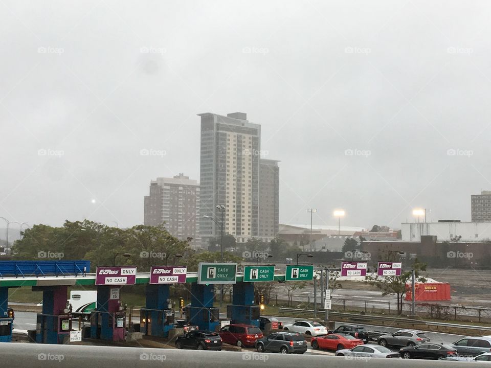 Traffic paying to get from Mass Pike into Boston!