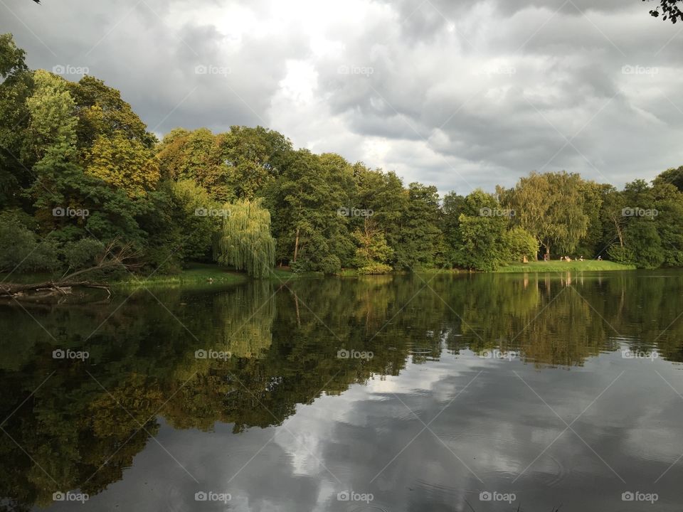 A lake in skaryszewski park in polnd in warsaw. Nice reflectioms