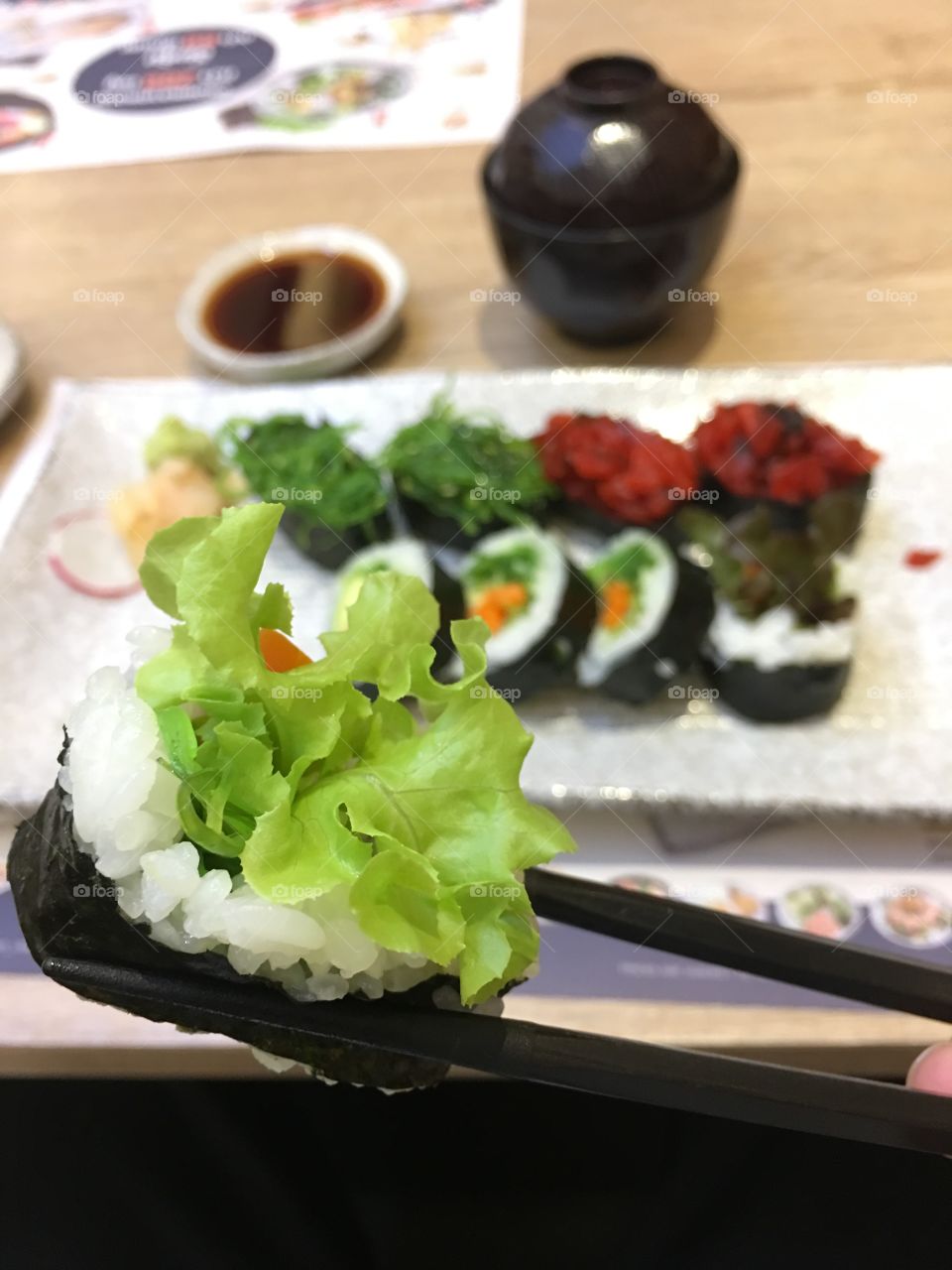 Close-up of vegetarian sushi