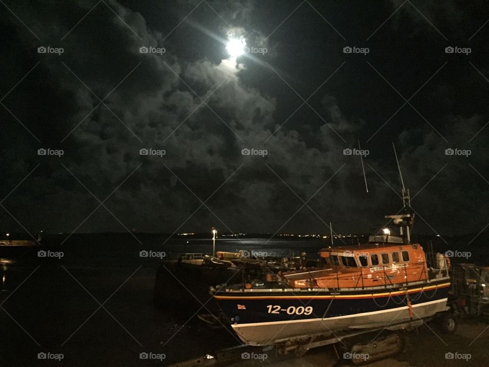 Lifeboat at Night. Full moon over St Ives in Cornwall and the light on a late Autumn evening was perfect.