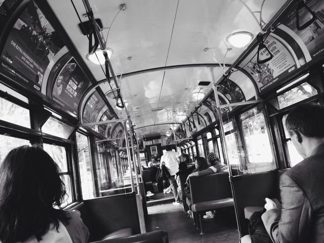 Inside a tram in Melbourne