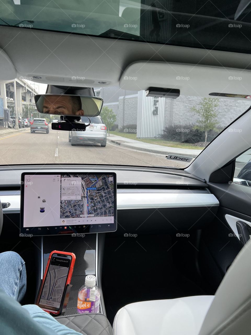 Inside tesla Uber . New Orleans 