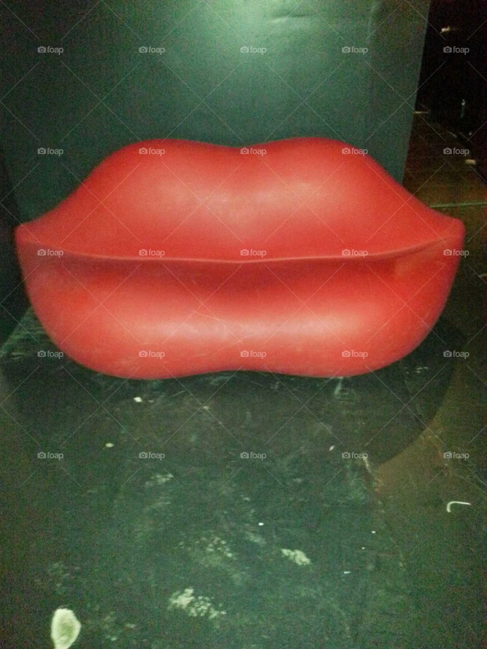 A big pair of red lips; actually a sofa!