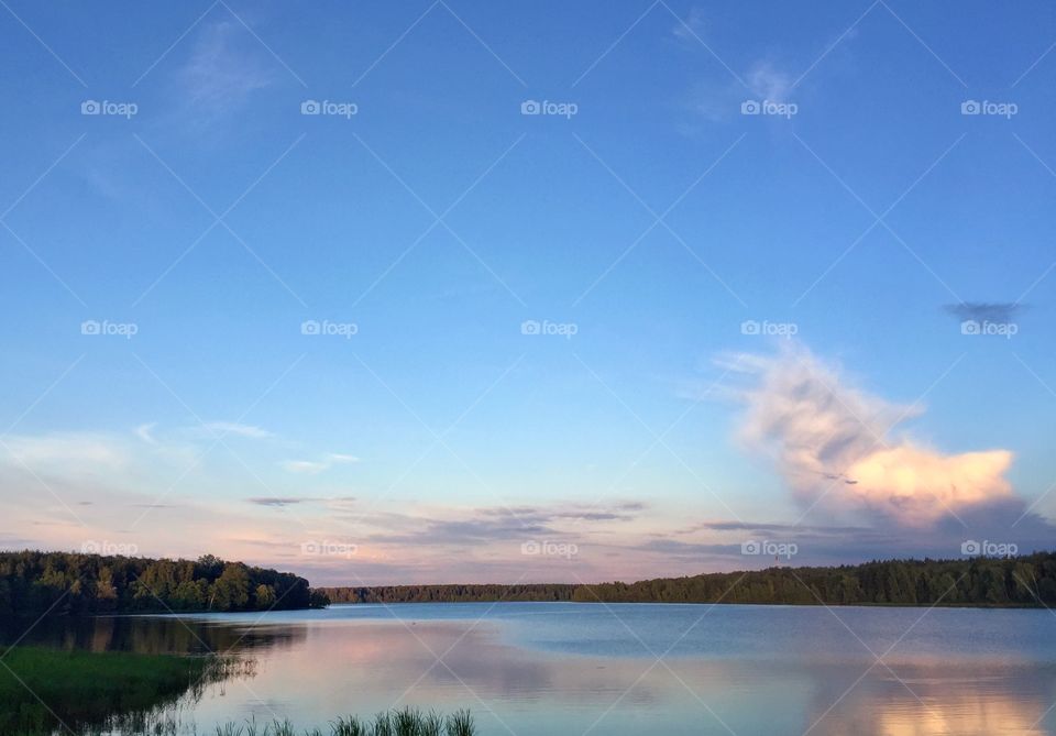 Sunset lake landscape 