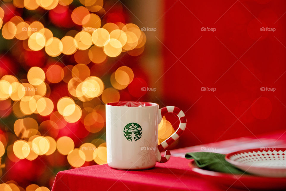 KIEV, UKRAINE - NOVEMBER, 2019: cup of Starbucks popular holiday beverage