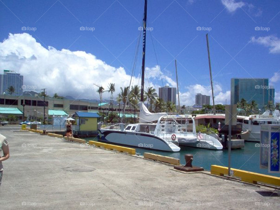 Catamaran in Honolulu 2. The catamaran that we took a cruise on while in Honolulu Hawaii.