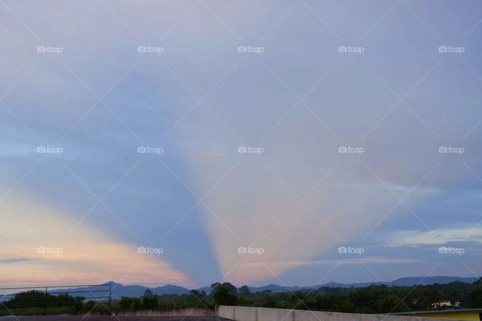 The sunlight emits a beautiful beam.