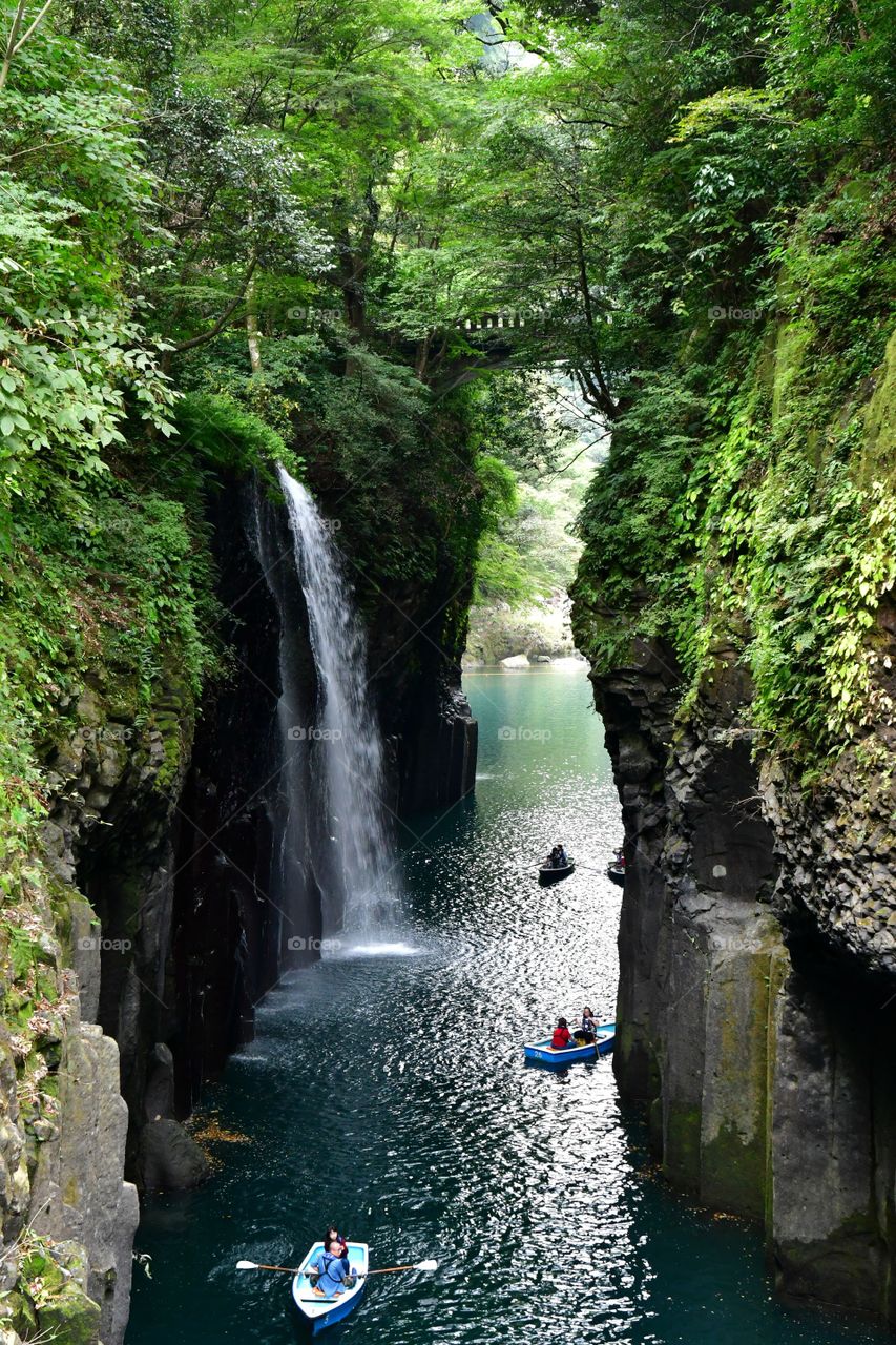 Boating on the river gorge in Japan