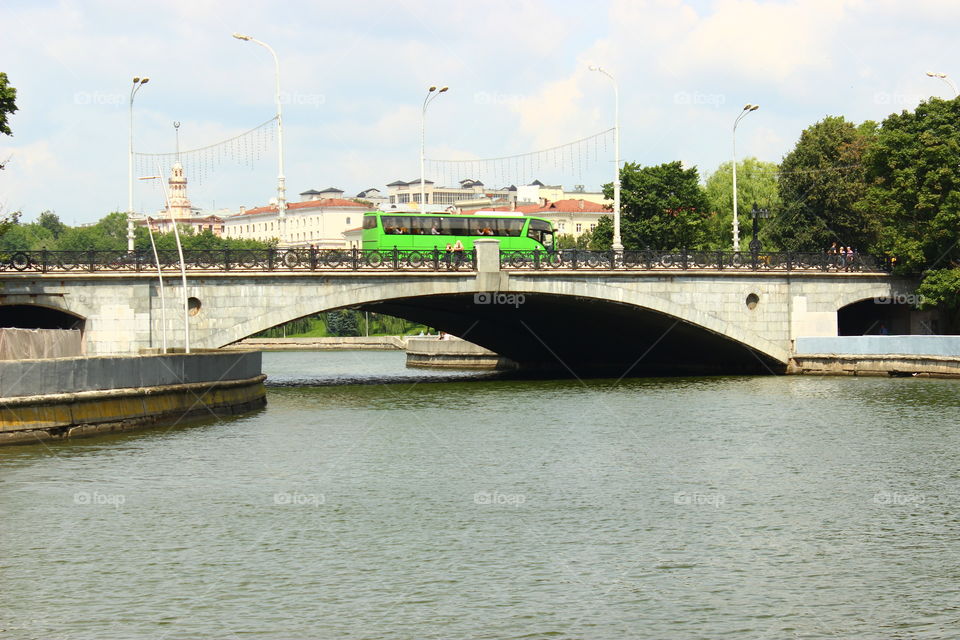 bus on the bridge