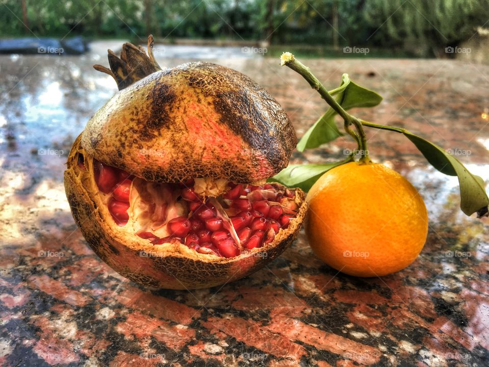 Pomegranate and tangerine