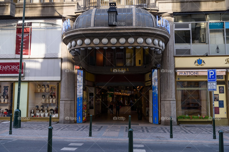 Entrance to the Lucerna music bar in Prague, Czech Republic