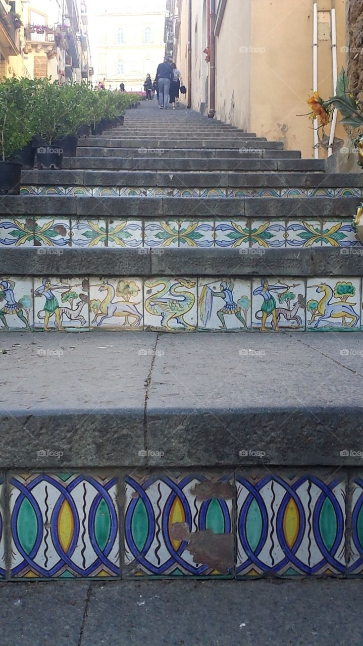 Tiled stairs