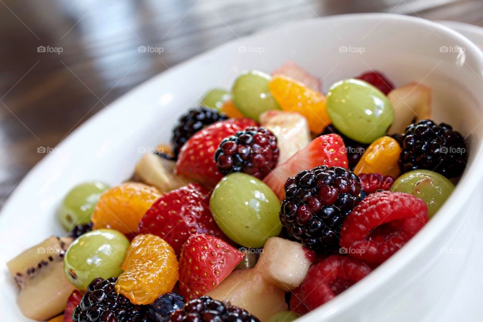 Close-up of fruit salad in bowl