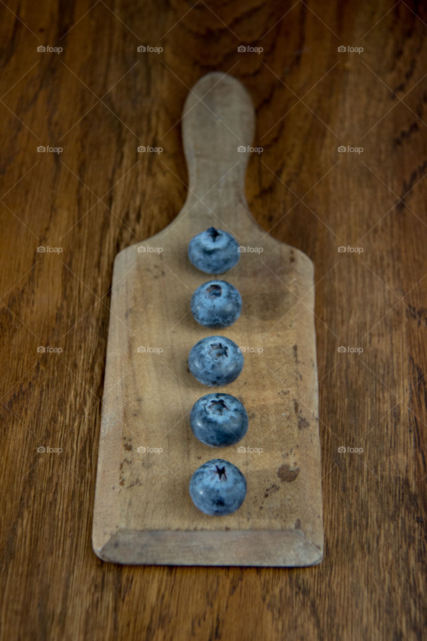 Blueberries on table