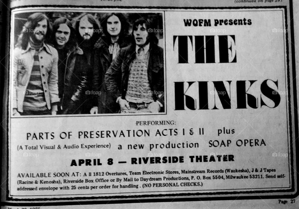The Kinks Milwaukee Advertisement
