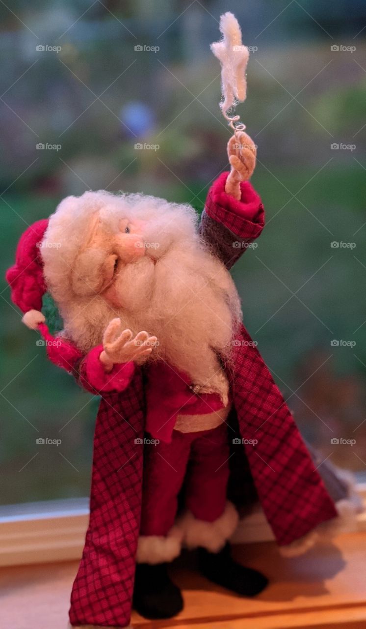 Needle Felted Santa..reaching for the stars
