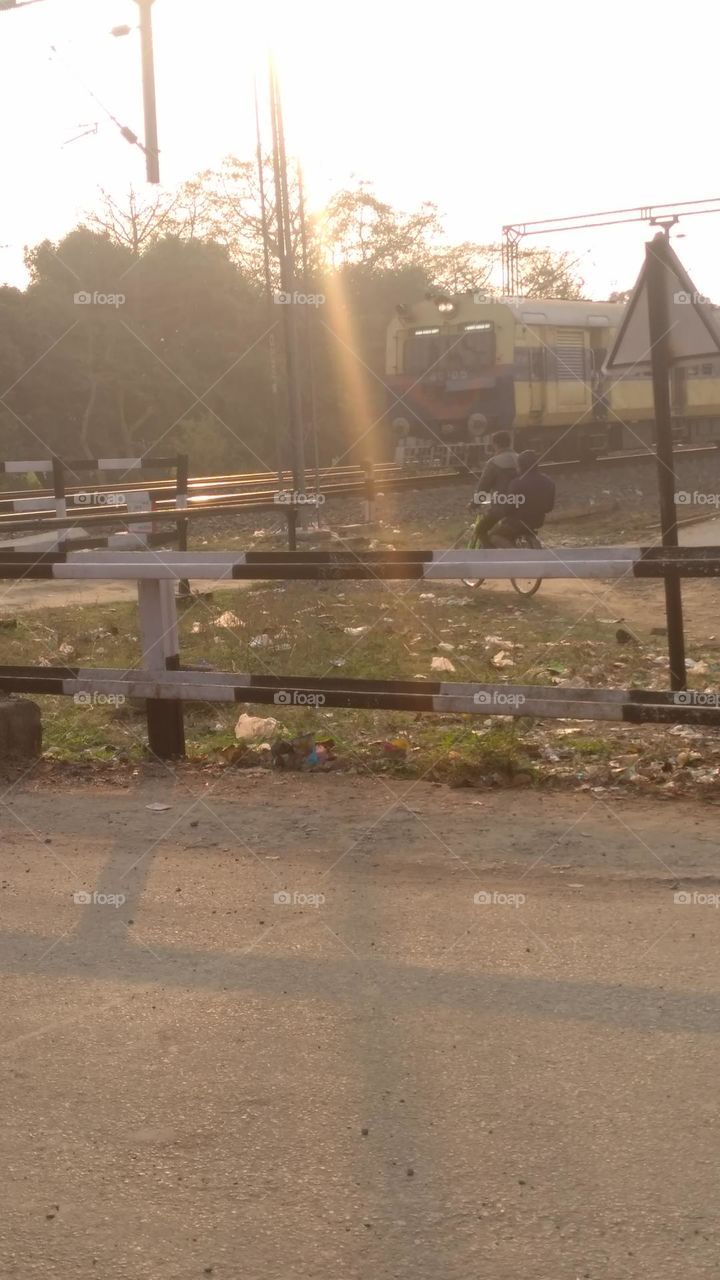 close shot running train