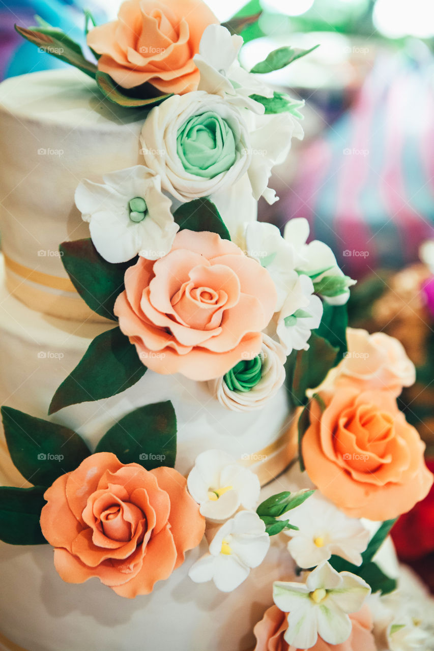 Close-up of wedding cake