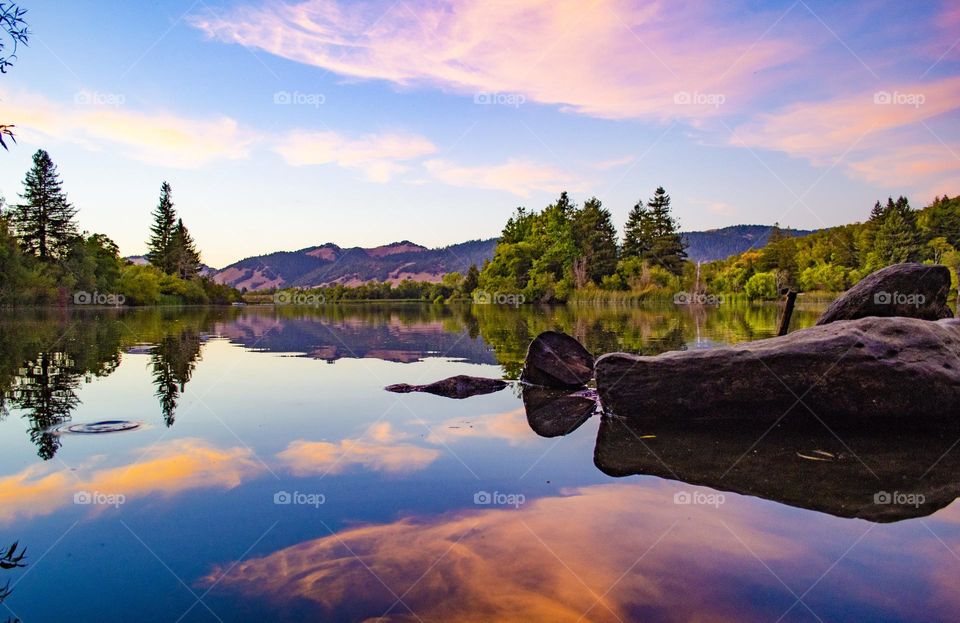 Lovely colorful sunset over Spring Lake