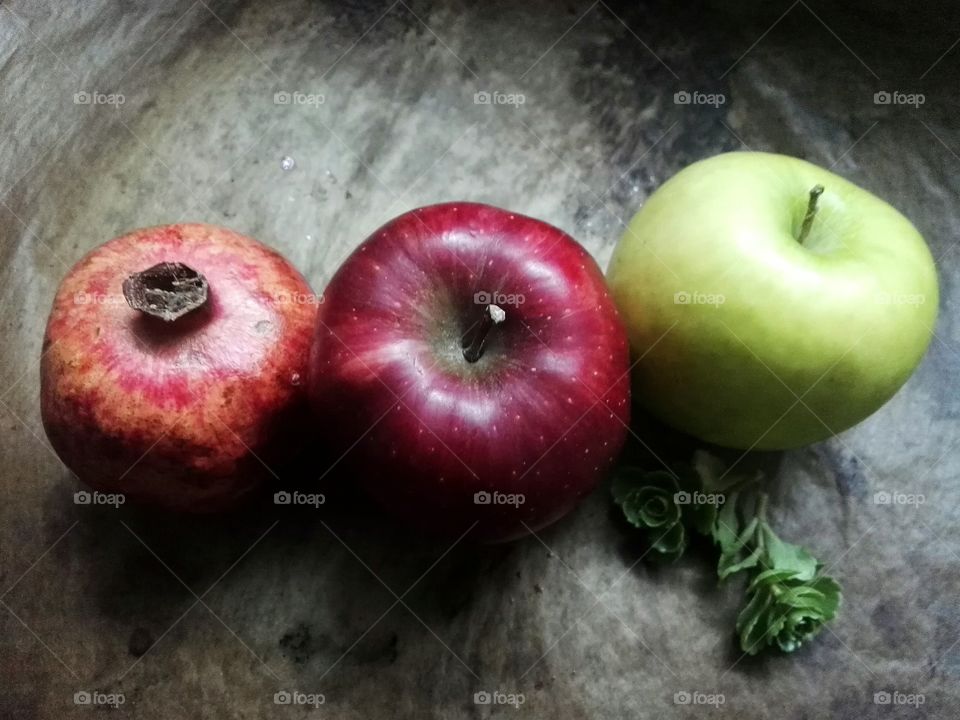 Elevated view of fresh fruits