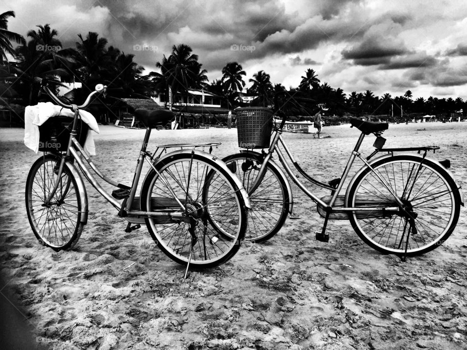 Bikes on the beach. Bike on the beach in Sri Lanka