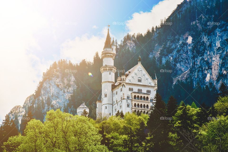 A beautiful day at the Neuschwanstein castle in Bavaria, Germany