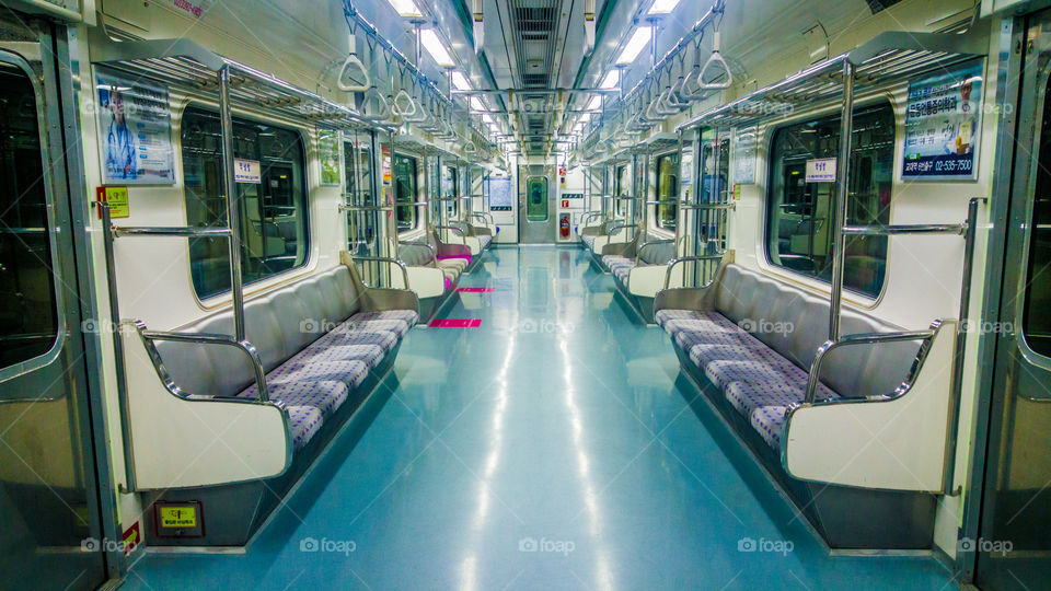 Seoul subway Korea nobody empty seat in this car