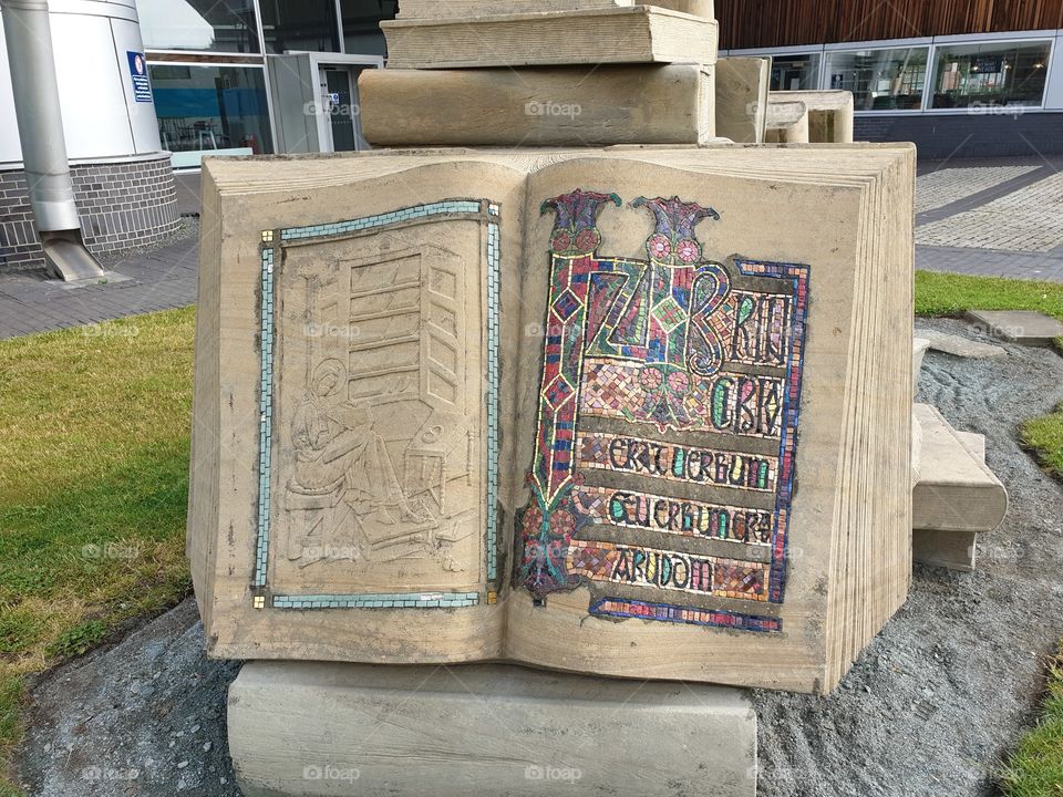 Book sculpture mosaic