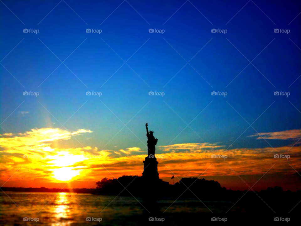 statue if liberty sunset usa lady by dantvusa