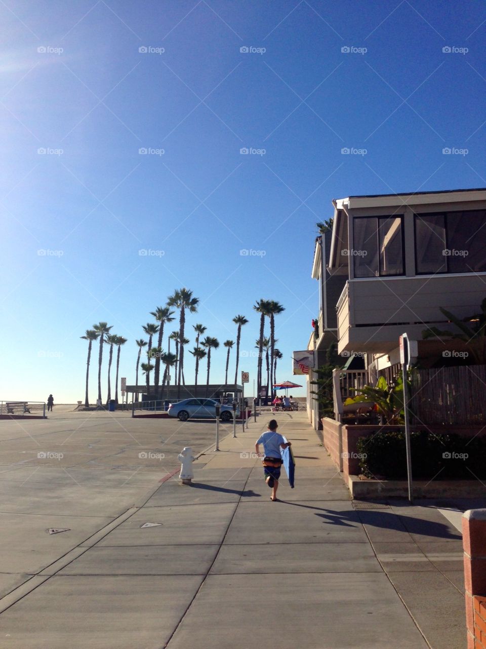 Hit The Beach. Boy excited for a day on the beach