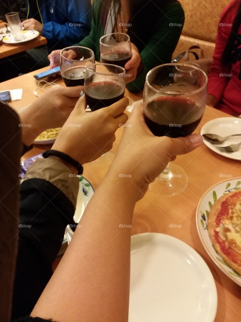 cheers for happy life!my favorite wine together with pasta delicioso
