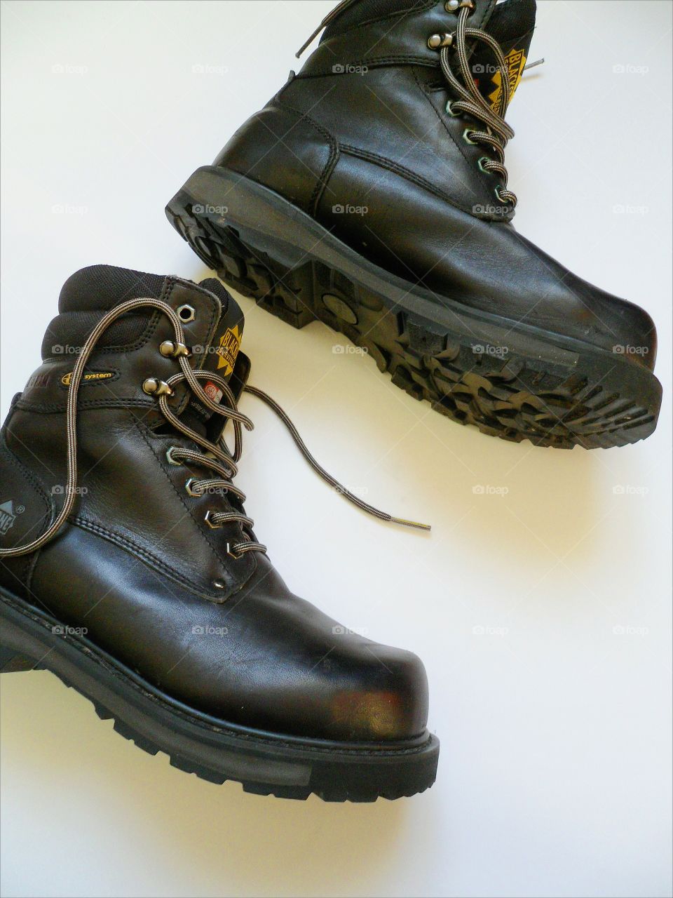 black men's shoes on a white background